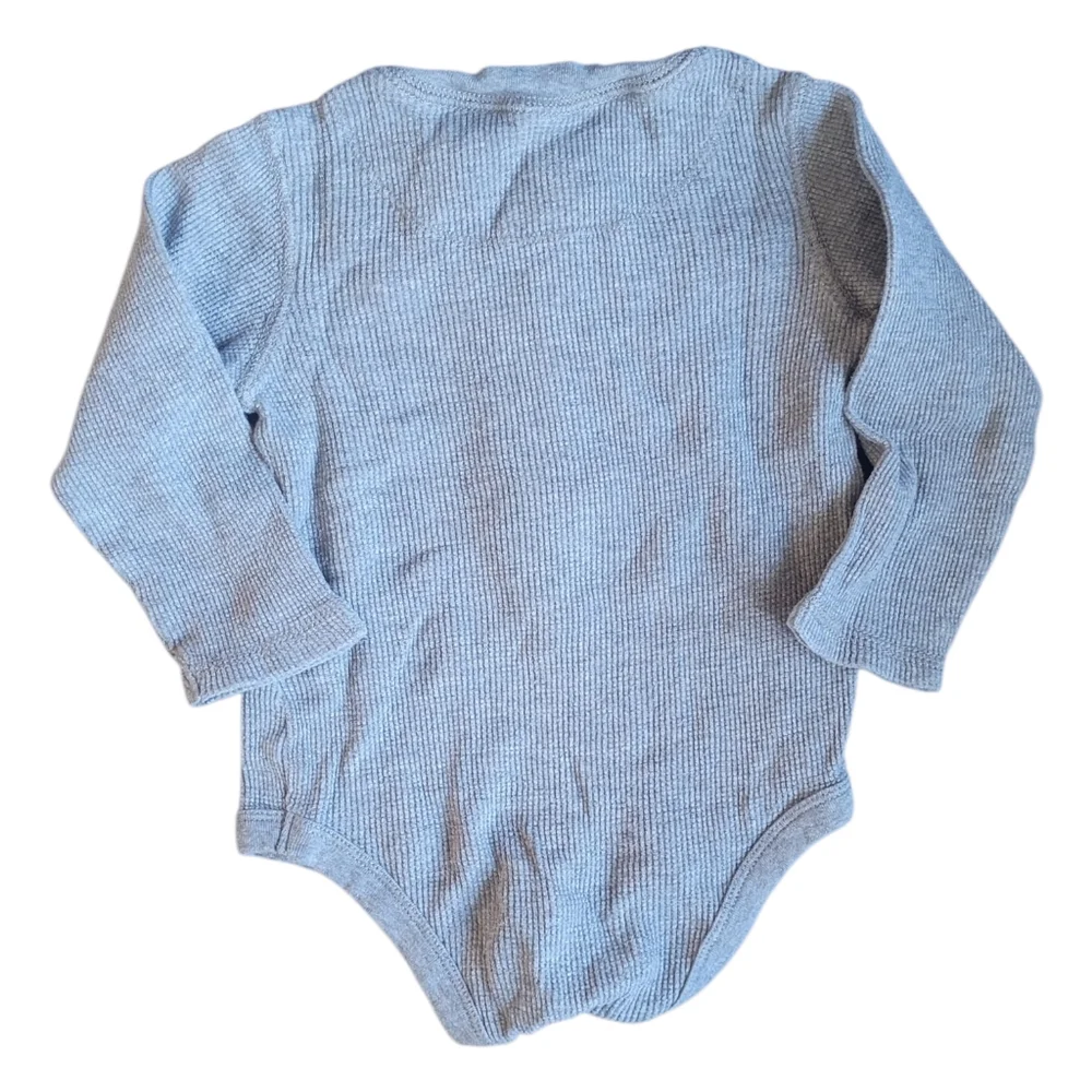 Baby GAP 18-24M Grey Ribbed Henley Bodysuit